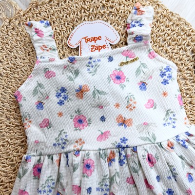 Vestido Midi Jardim Colorido - Off White